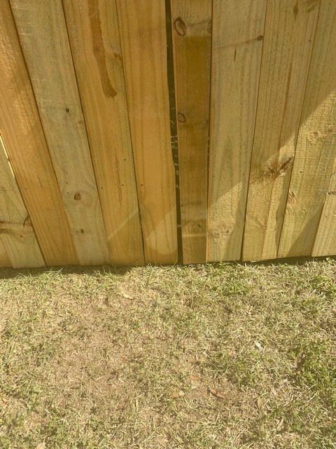 Wooden fence and grassy ground.