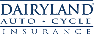 The Dairyland Auto and Cycle Insurance logo in dark blue text on a white background.