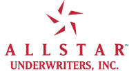 The Allstar Underwriters, Inc. logo in red, featuring a star-like icon above the company name.