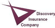 Logo of Discovery Insurance Company, featuring a dark purple stylized arrow shape and the company name in dark text.