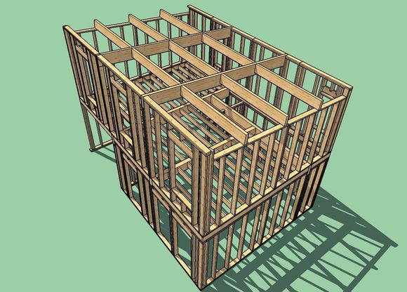 Exemple ossature bois en 3D