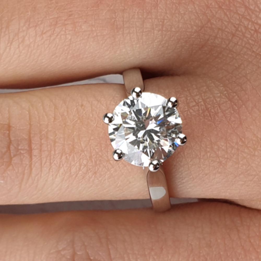 A platinum single diamond engagement ring