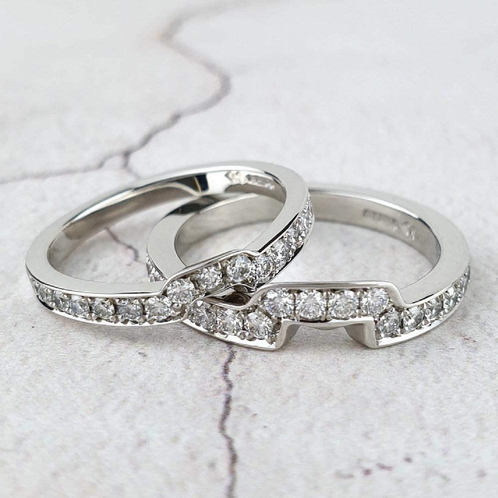 Two similar fitted bands made for customer engagement rings