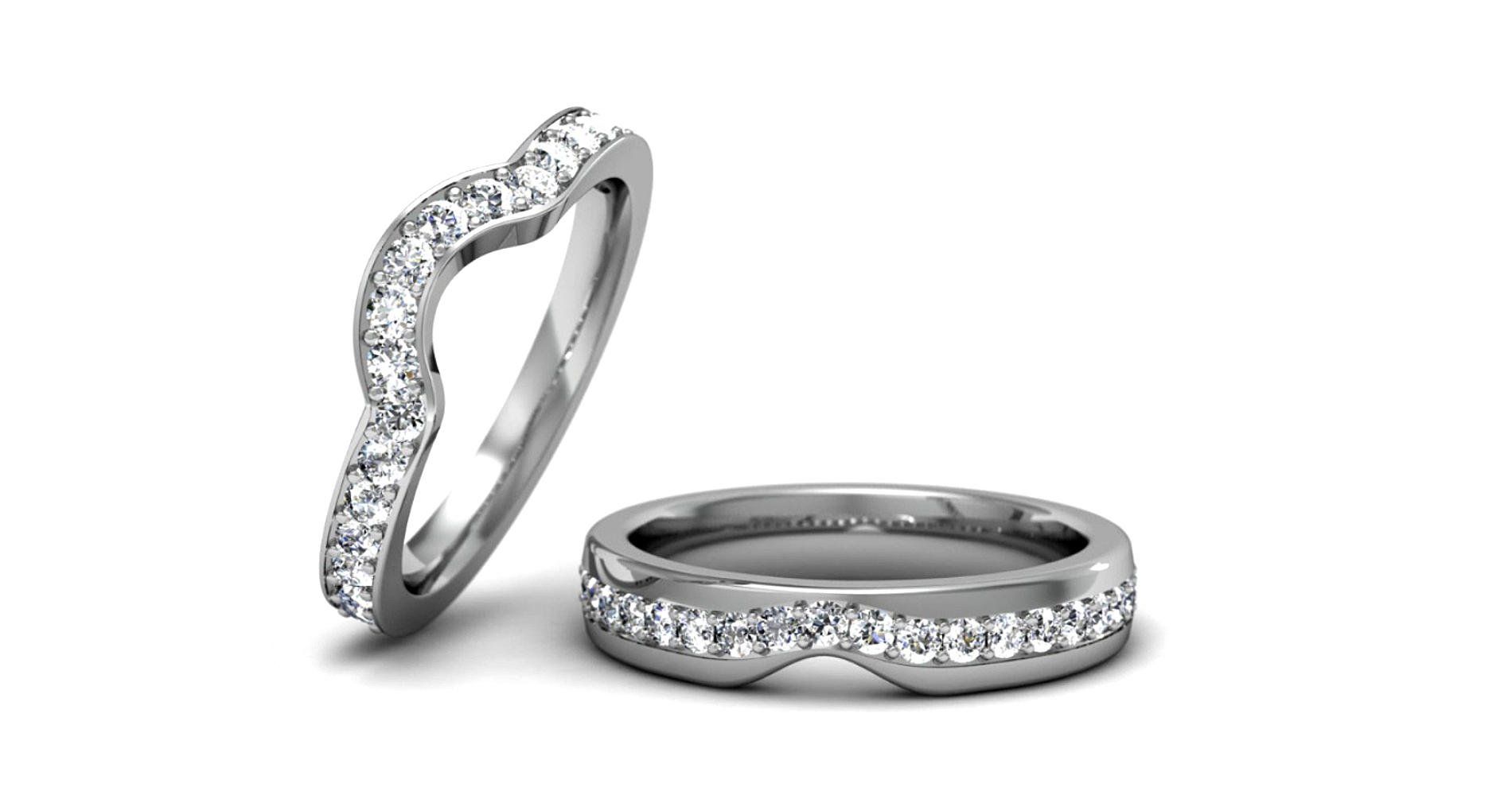 Bespoke shaped to fit wedding rings with diamonds