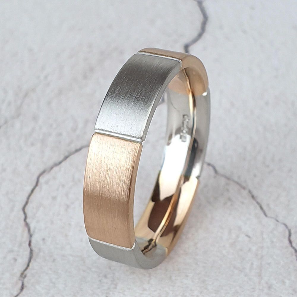 Platinum and red gold wedding rings