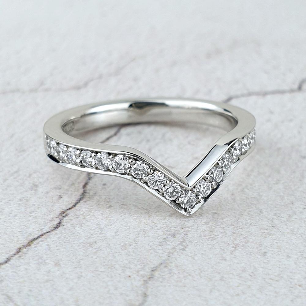 Wishbone wedding ring with diamonds