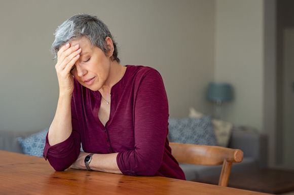 senior woman looking worried and stressed