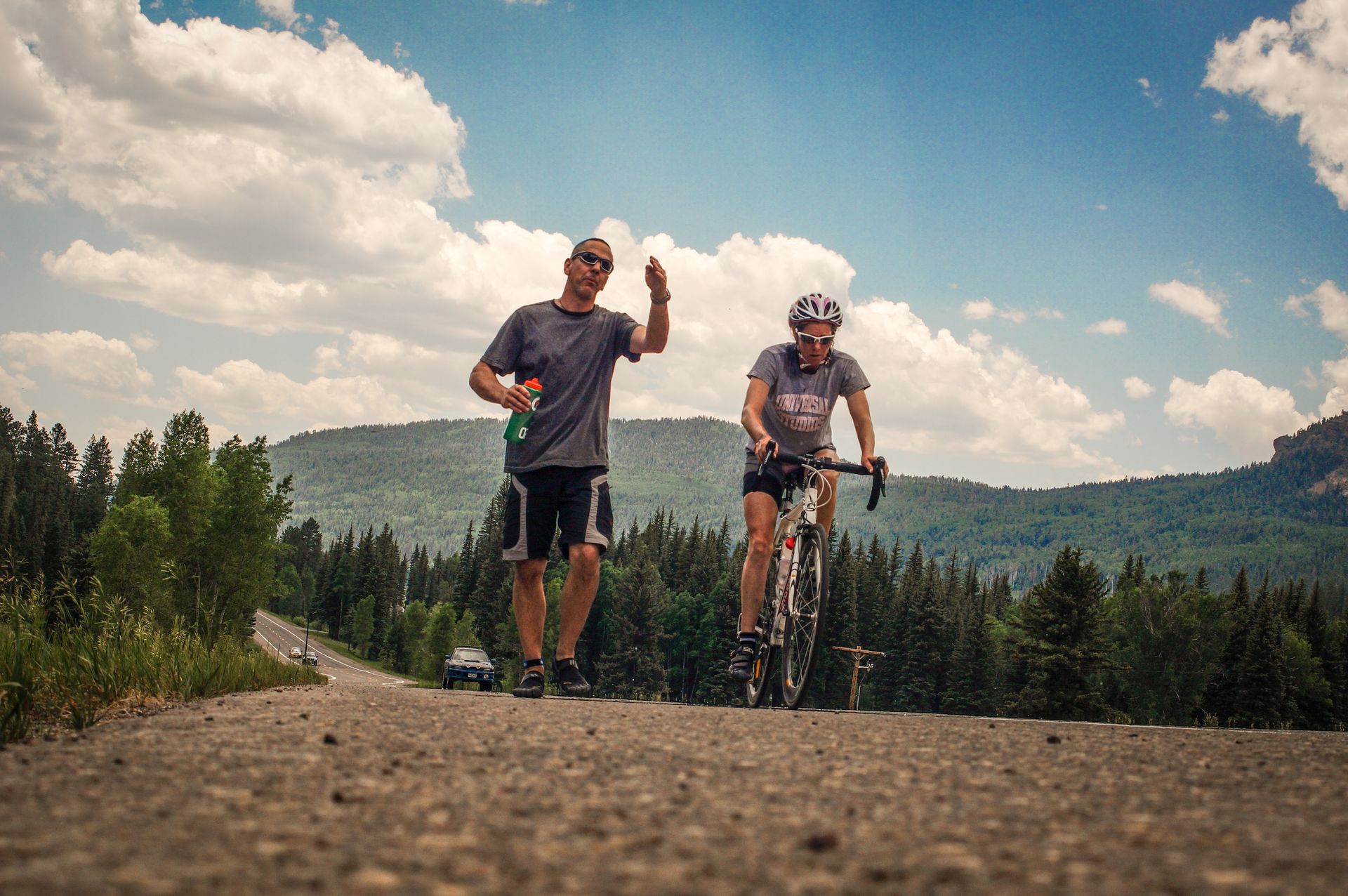 Cresting the hill.
