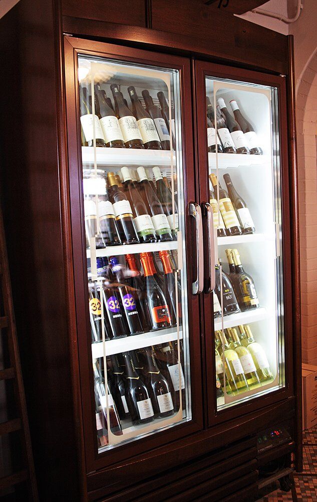 Wine fridge in the restaurant
