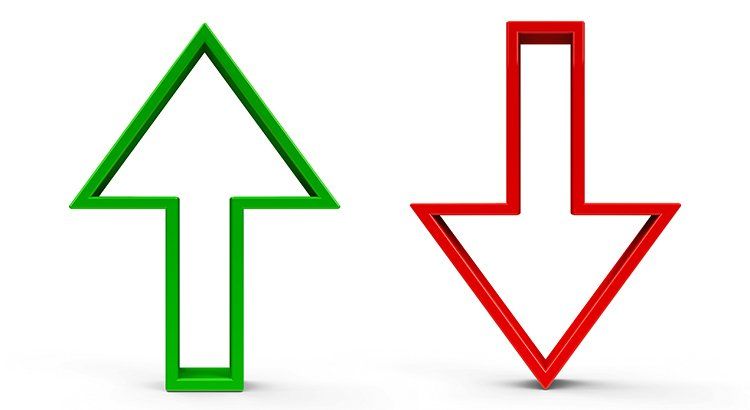 A green arrow pointing up and a red arrow pointing down