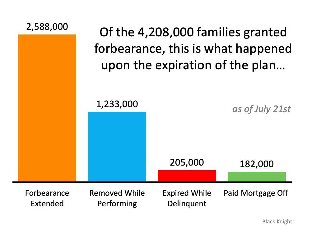 A graph showing the number of families granted forbearance