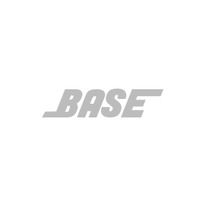 Gray “BASE” logo centered on a white background