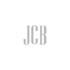 Gray “JCB” monogram on a white background