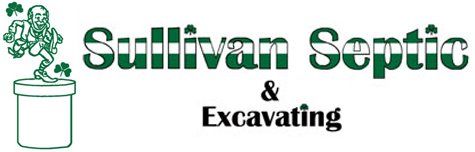 Logo: leprechaun on a pot, Sullivan Septic & Excavating in green and black text.