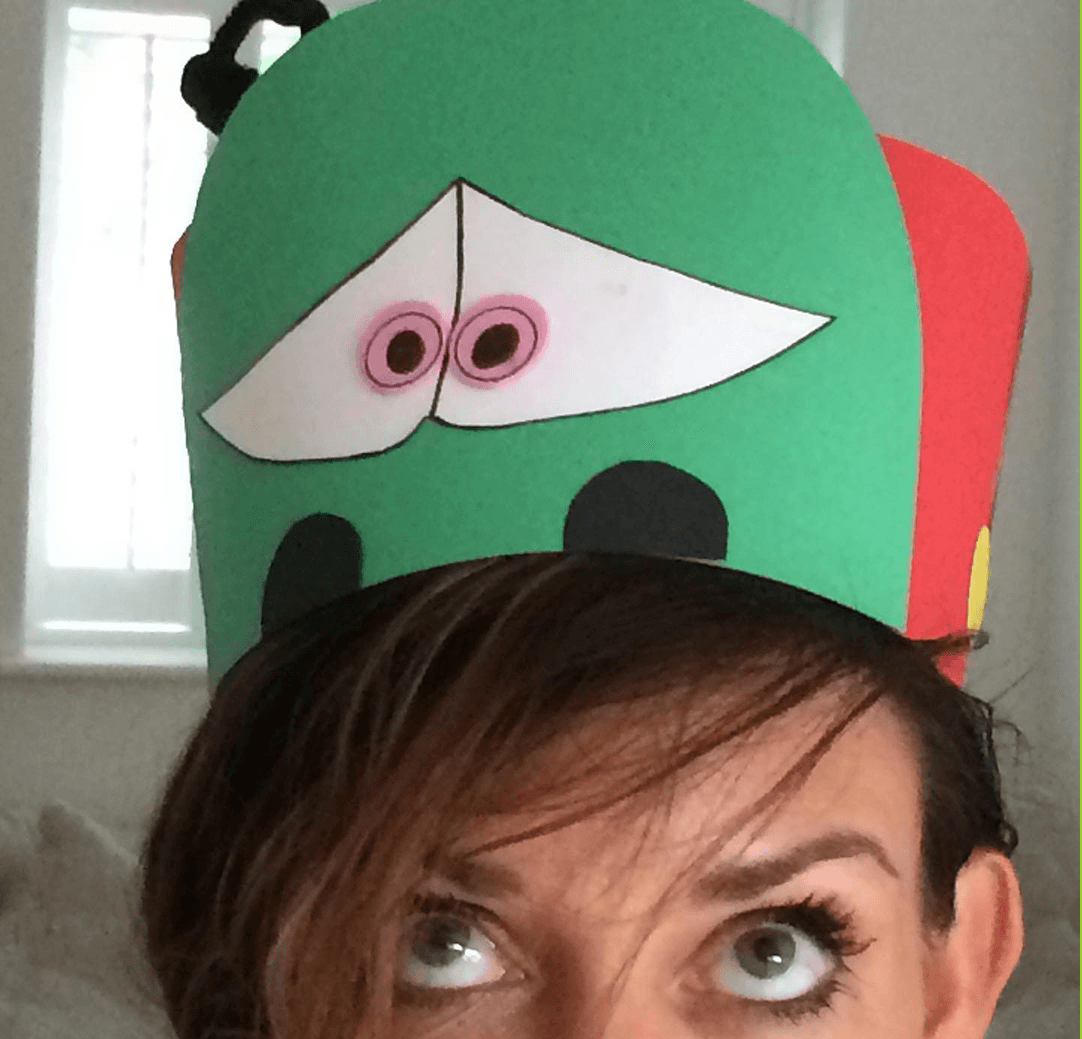 Tina Stubbs in a Flu bug hat Tina Stubbs in a Flu bug hat