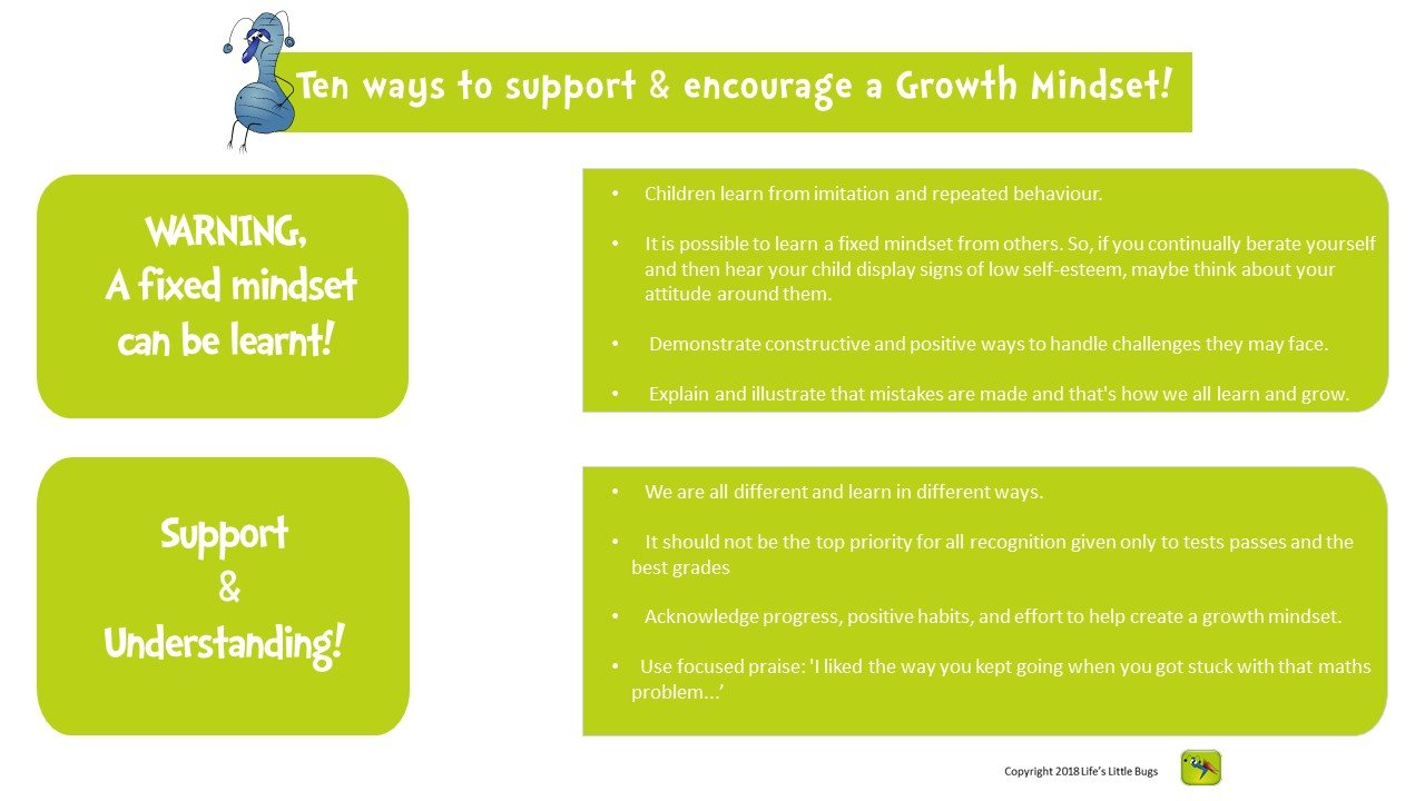A fixed mindset can be learned, use support and understanding to build a growth mindset