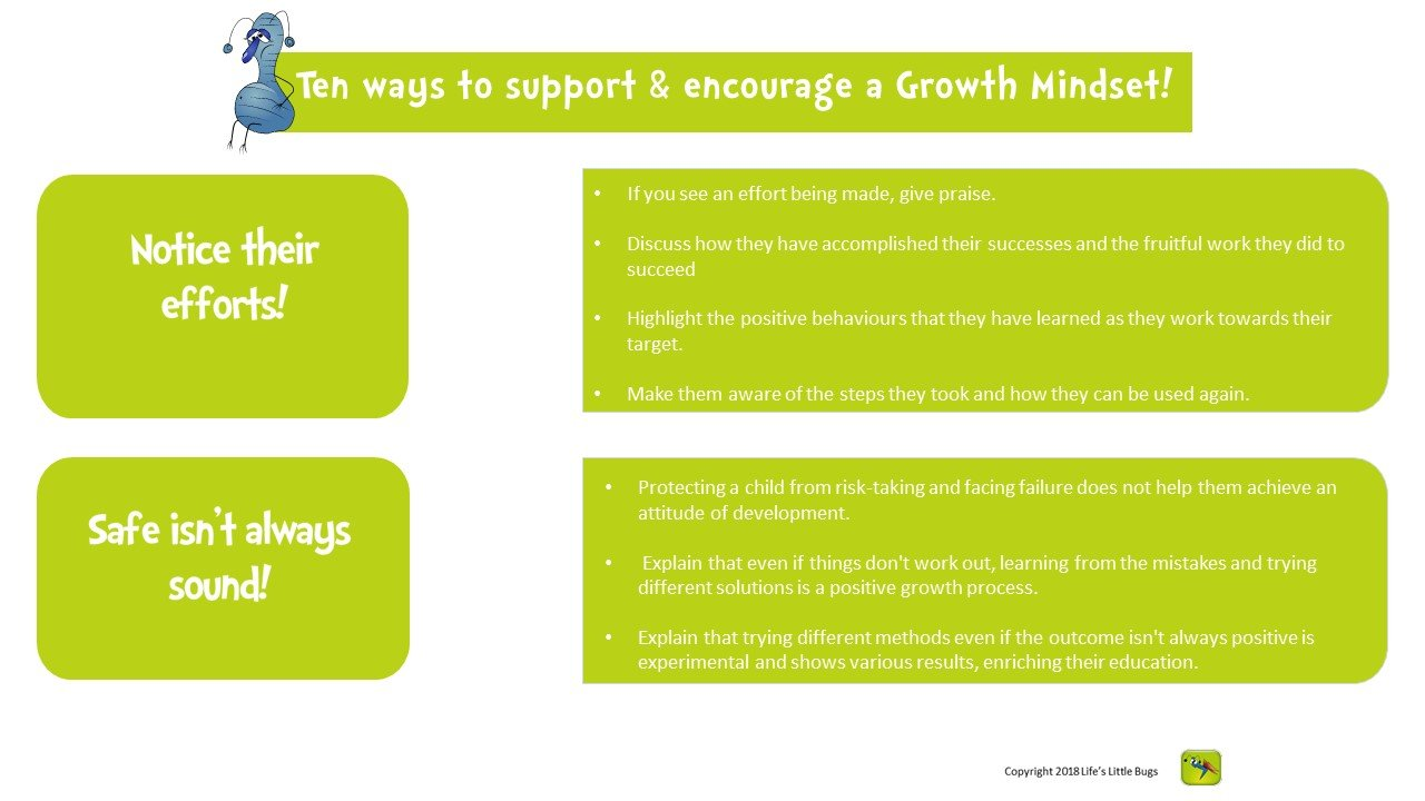 Notice their efforts and safe isn't always sound when building a growth mindset