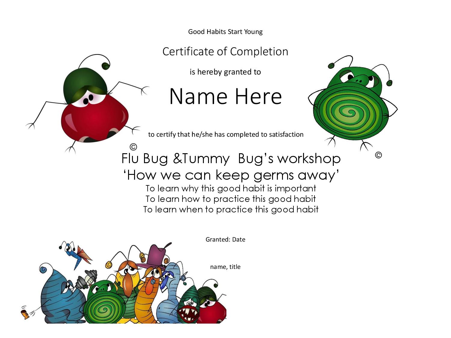 How to keep germs away certificate How to keep germs away certificate