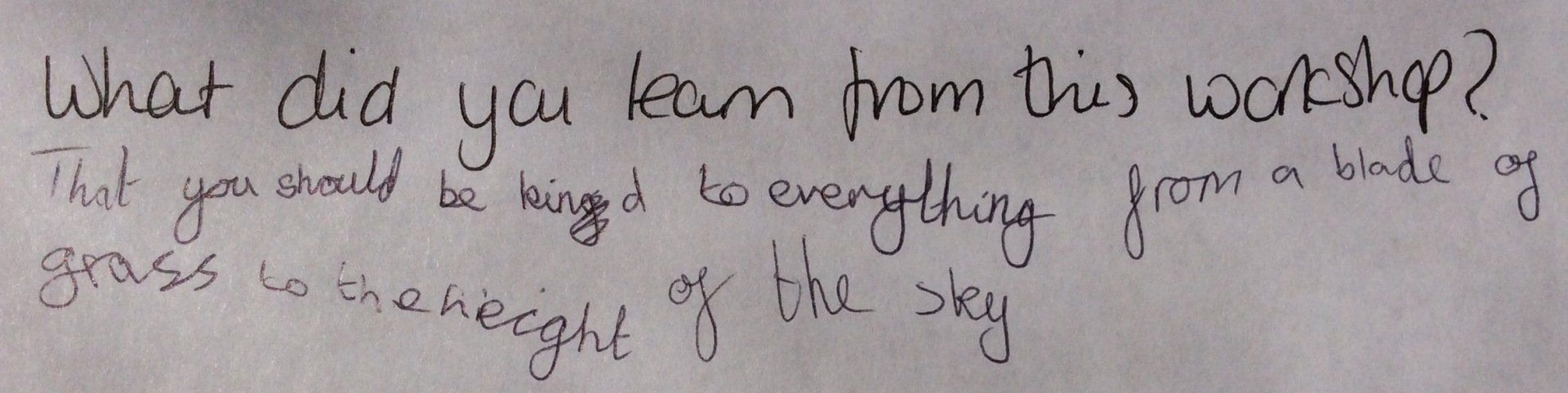 what a pupil learnt from Doodle Bugs workshop on kindness and respect