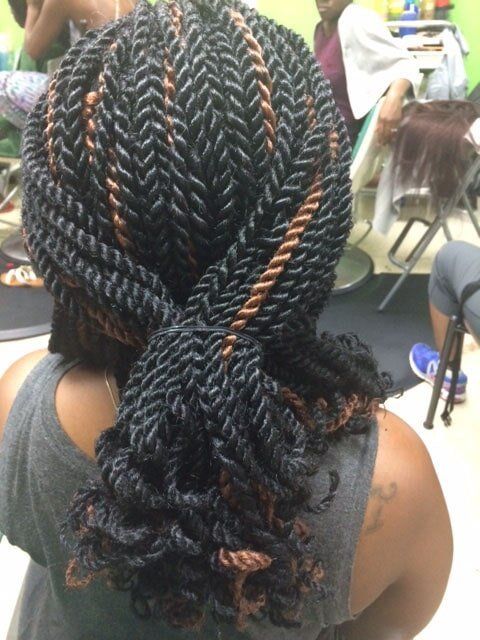 Black and Orange Hair Ponytail Braid — Wilmington, DE — Tess African Hair Braiding & Beauty Supply