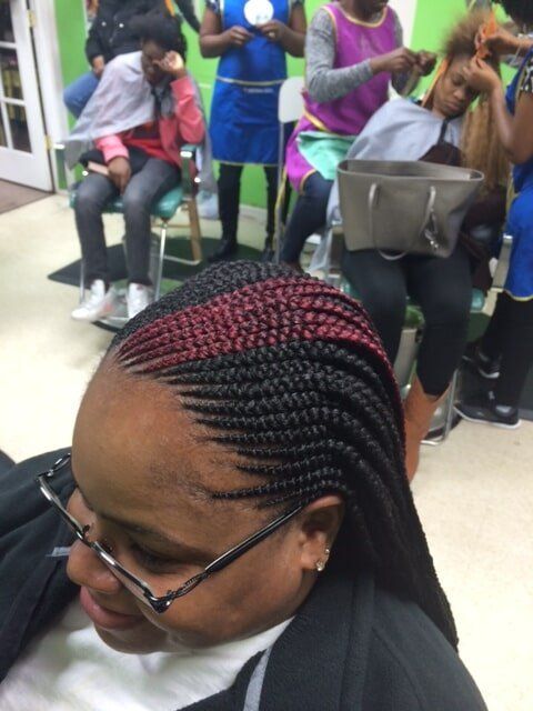 Black With Purple Hair African Braid — Wilmington, DE — Tess African Hair Braiding & Beauty Supply