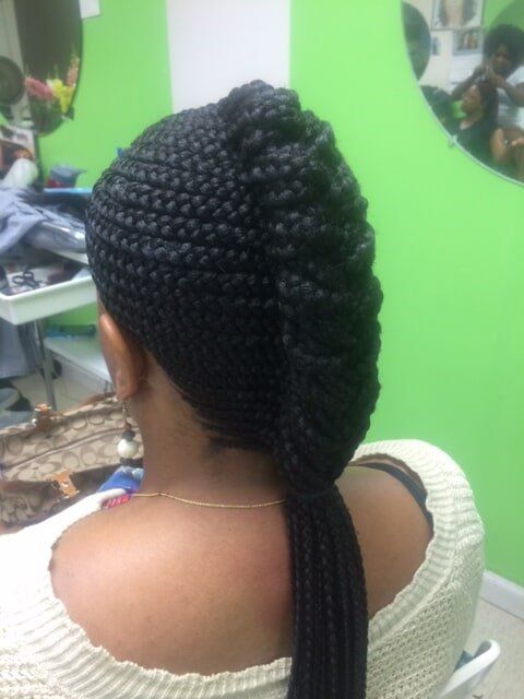 Black Hair Middle Braid — Wilmington, DE — Tess African Hair Braiding & Beauty Supply