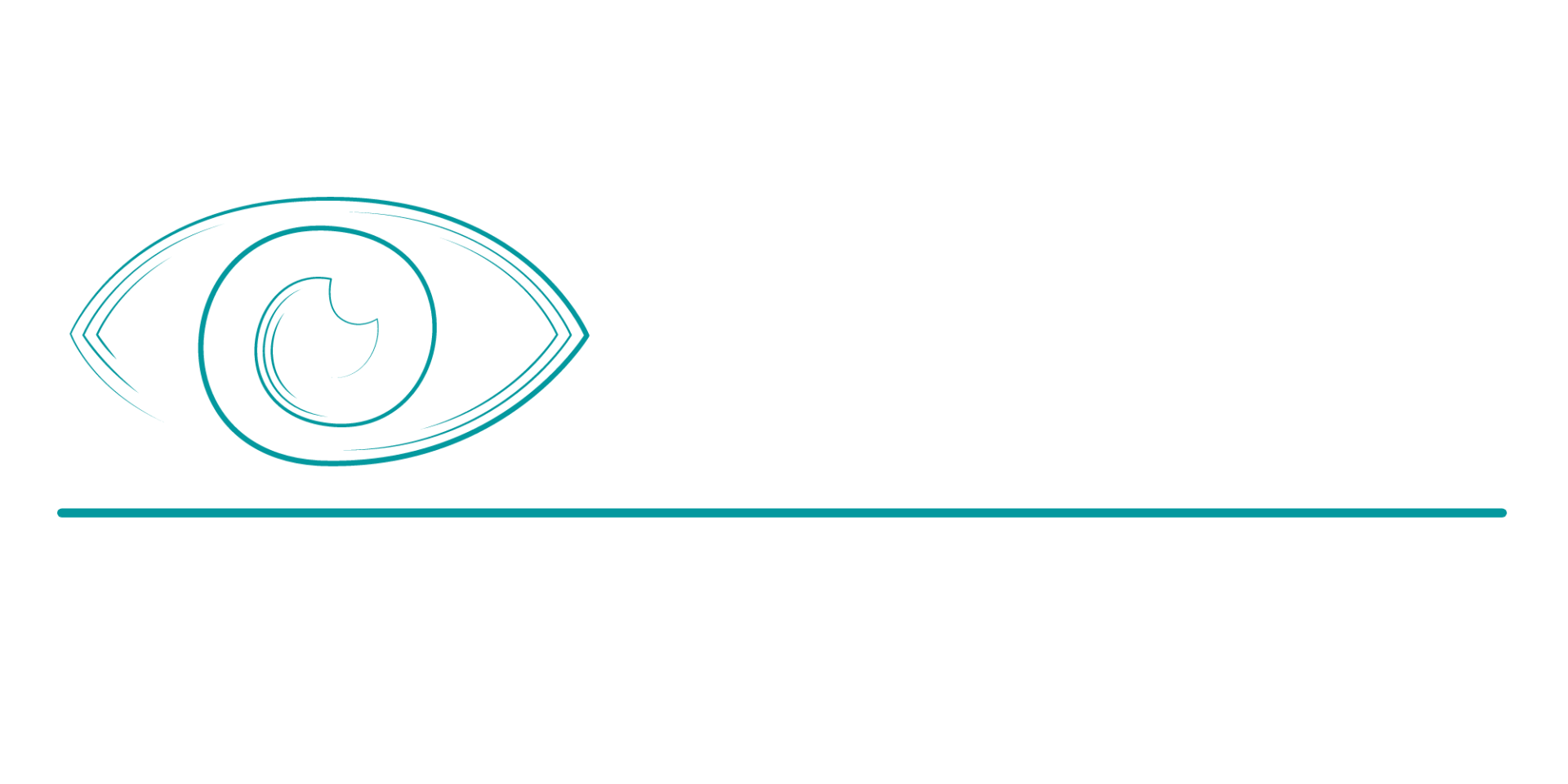 A drawing of an eye with a swirl around it on a white background.