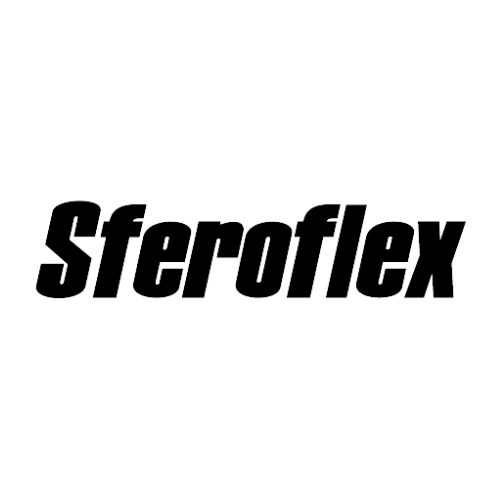 A black and white logo for sferaflex on a white background.