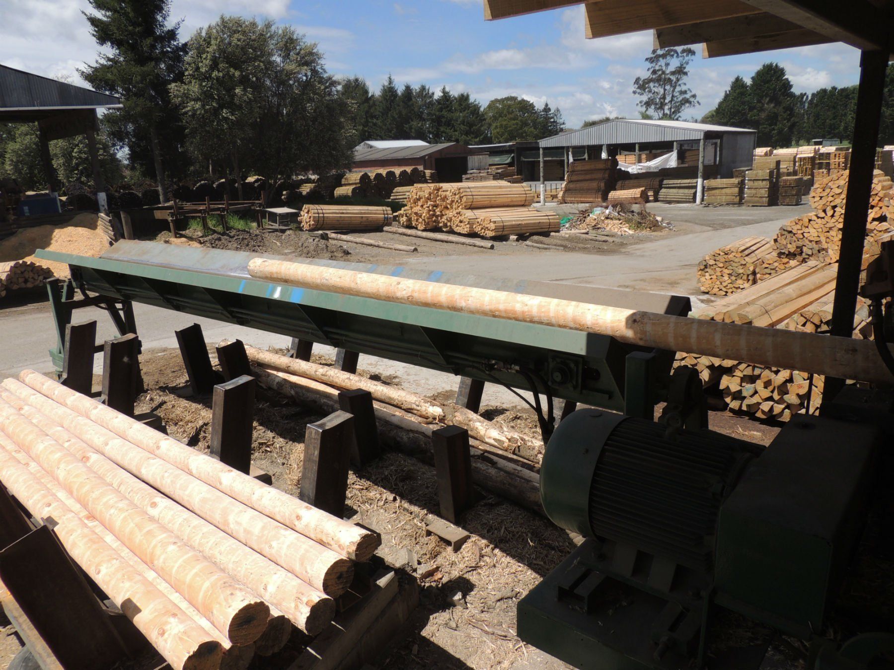Roundwood products at work site