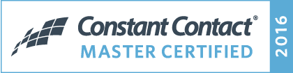 A logo for constant contact master certified in 2016