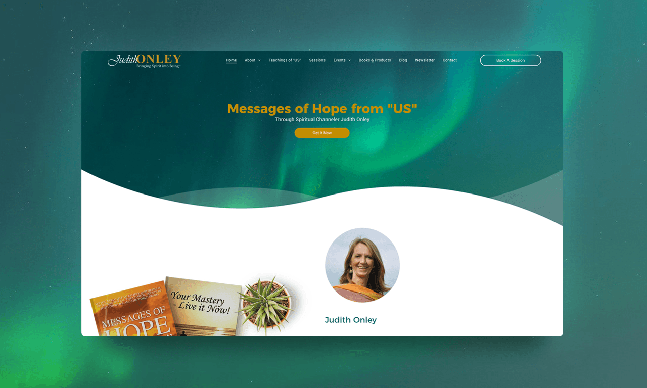 A website with a picture of a woman on it