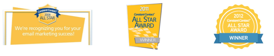 Three awards are displayed on a white background.