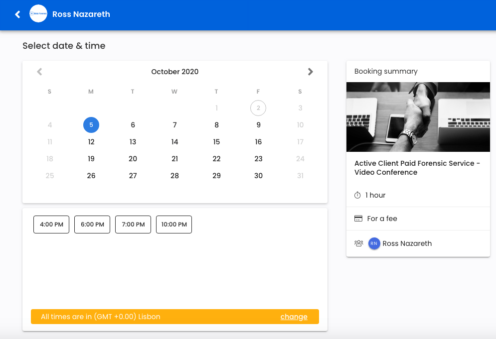 A screenshot of a calendar with a picture of a man using a laptop.
