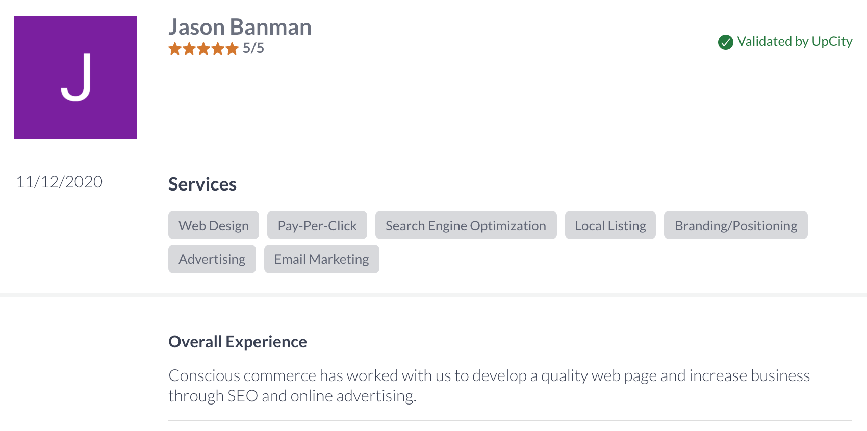 A screenshot of a person 's profile on a website.