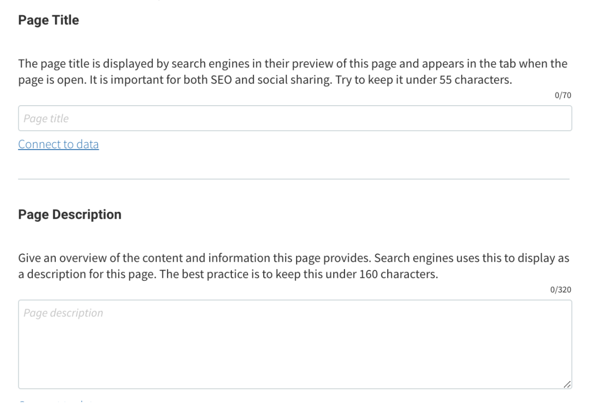 A screen shot of a page title and page description.