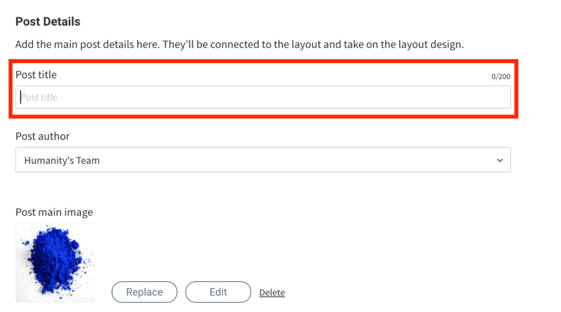 A screenshot of a post details page on a website.