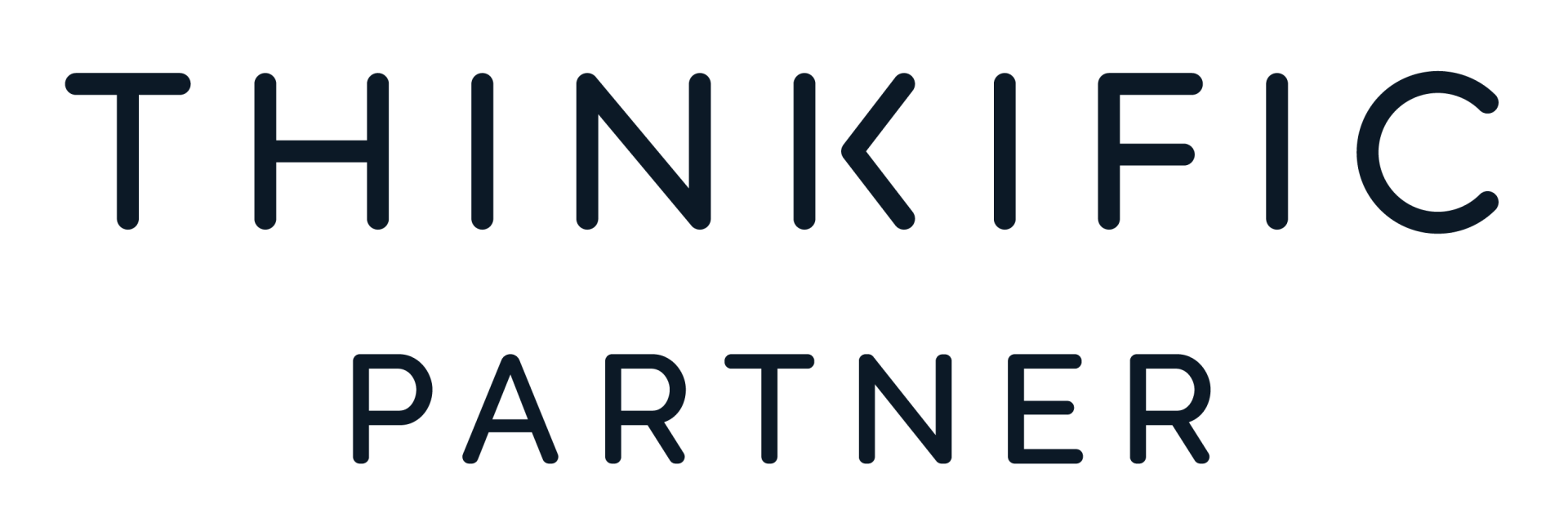 The logo for thinkific partner is black and white.