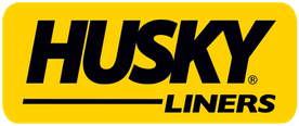 Logo for Husky Liners, black text on a yellow rectangular background with rounded corners.