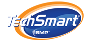 TechSmart logo within blue and orange oval shape.