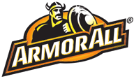 Armor All logo: Viking with shield and logo text on an orange and black background.