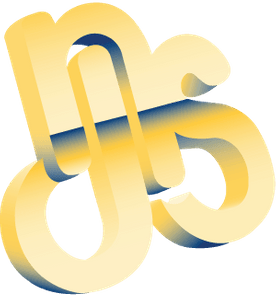 3D logo: intertwined yellow and blue letters