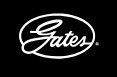 Gates logo: white script lettering inside a white oval on a black background.