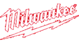 Milwaukee Tools logo in red script, with a lightning bolt under the word