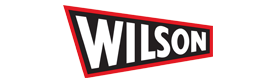 Wilson logo in white text on a black background, framed by a red rectangle.