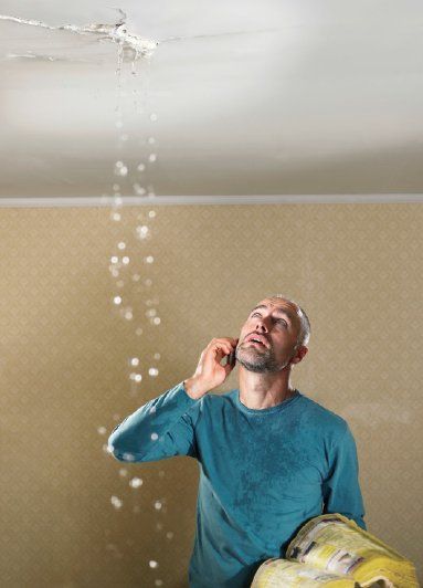 Man on Phone Looking at Water Leak — Complete Building Inspections in Kembla Grange NSW