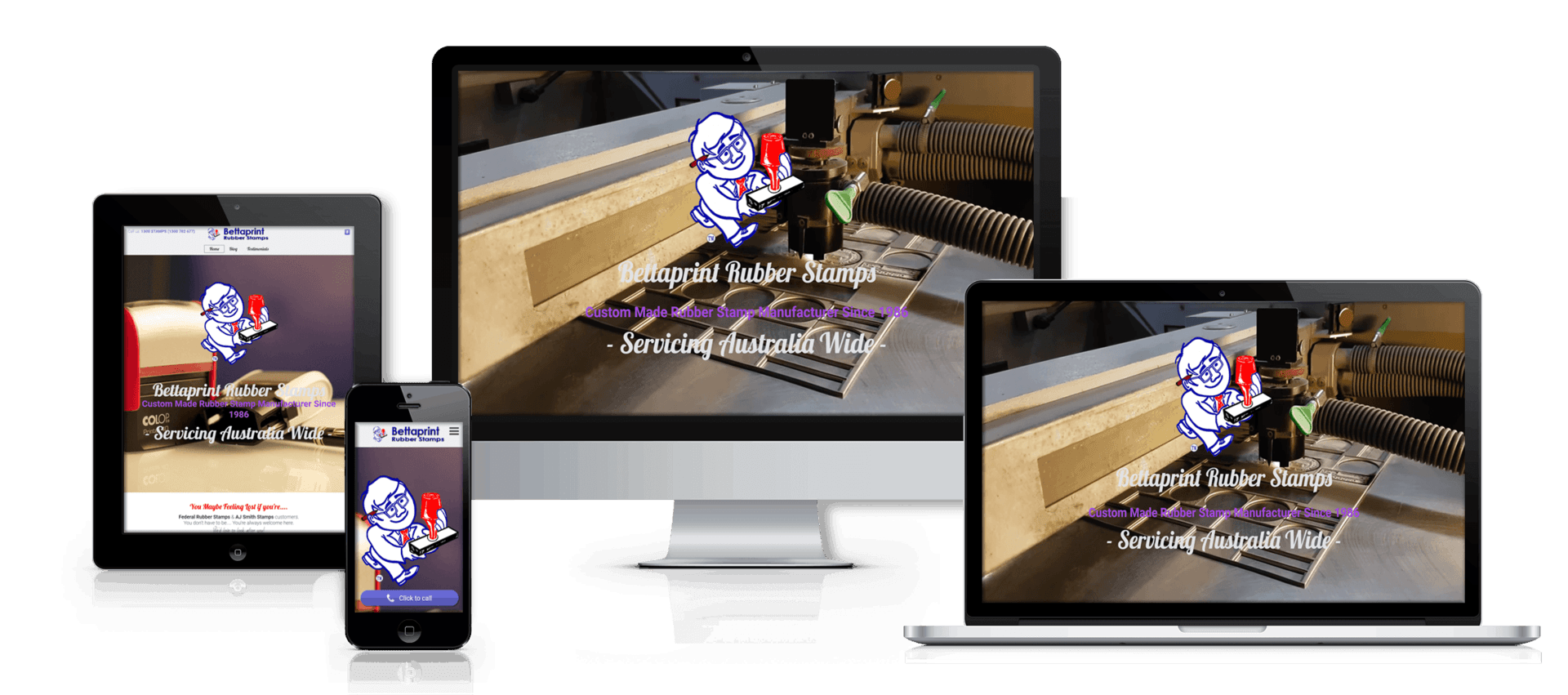 Edgezone Media client Bettaprint Rubber Stamps website image.