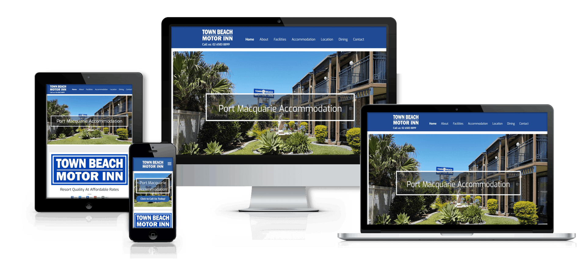 Edgezone Media client Town Beach Motor Inn website image.