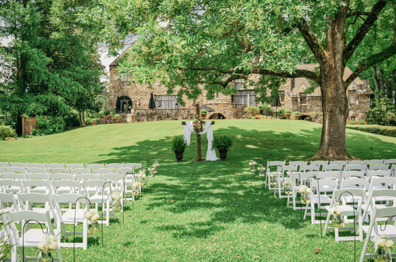 wedding venue setup at the castle on stagecoach in central arkansas