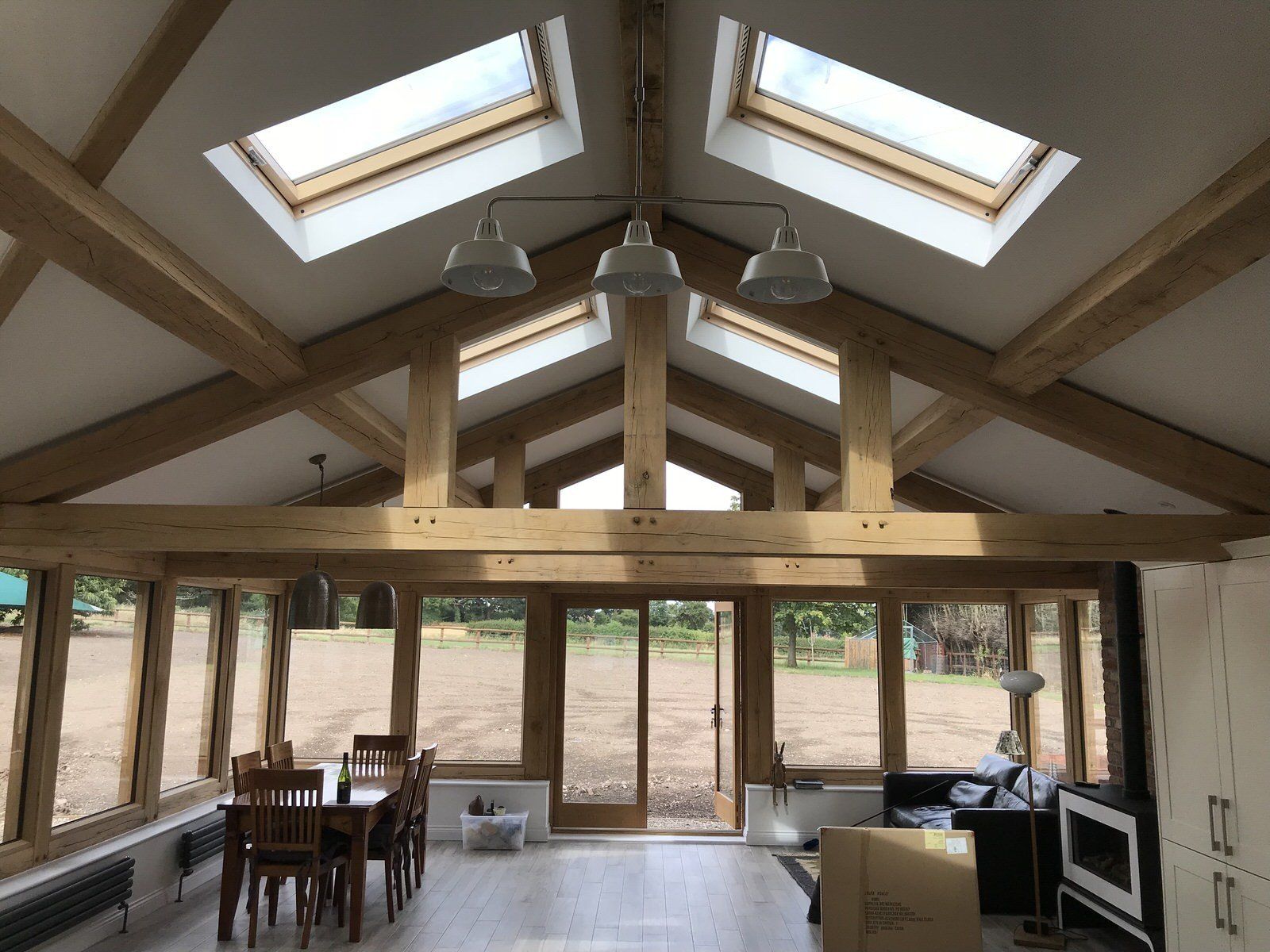 Oak beams internal extension Gorstage, Cheshire