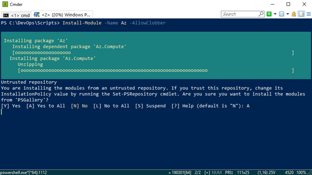 Az PowerShell Install status display